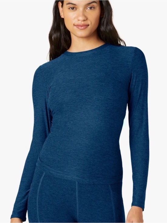 Beyond Yoga Tops - Beyond Yoga Featherweight Inner Circle Cutout Knit Top Celestial Blue